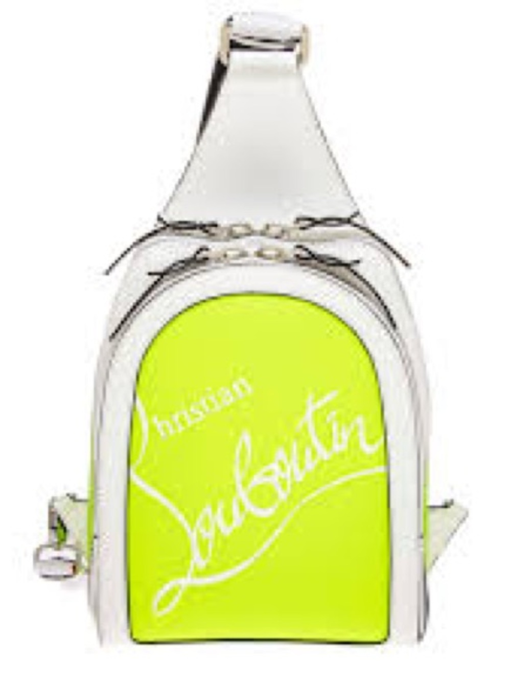 Christian Louboutin Neon Lime Logo Crossbody Sling Bag,  Preloved with COA
